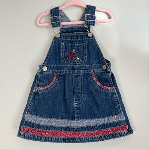Vintage Cherokee Denim Skirtall Chicken Farm Theme Overalls 12M Baby Girl